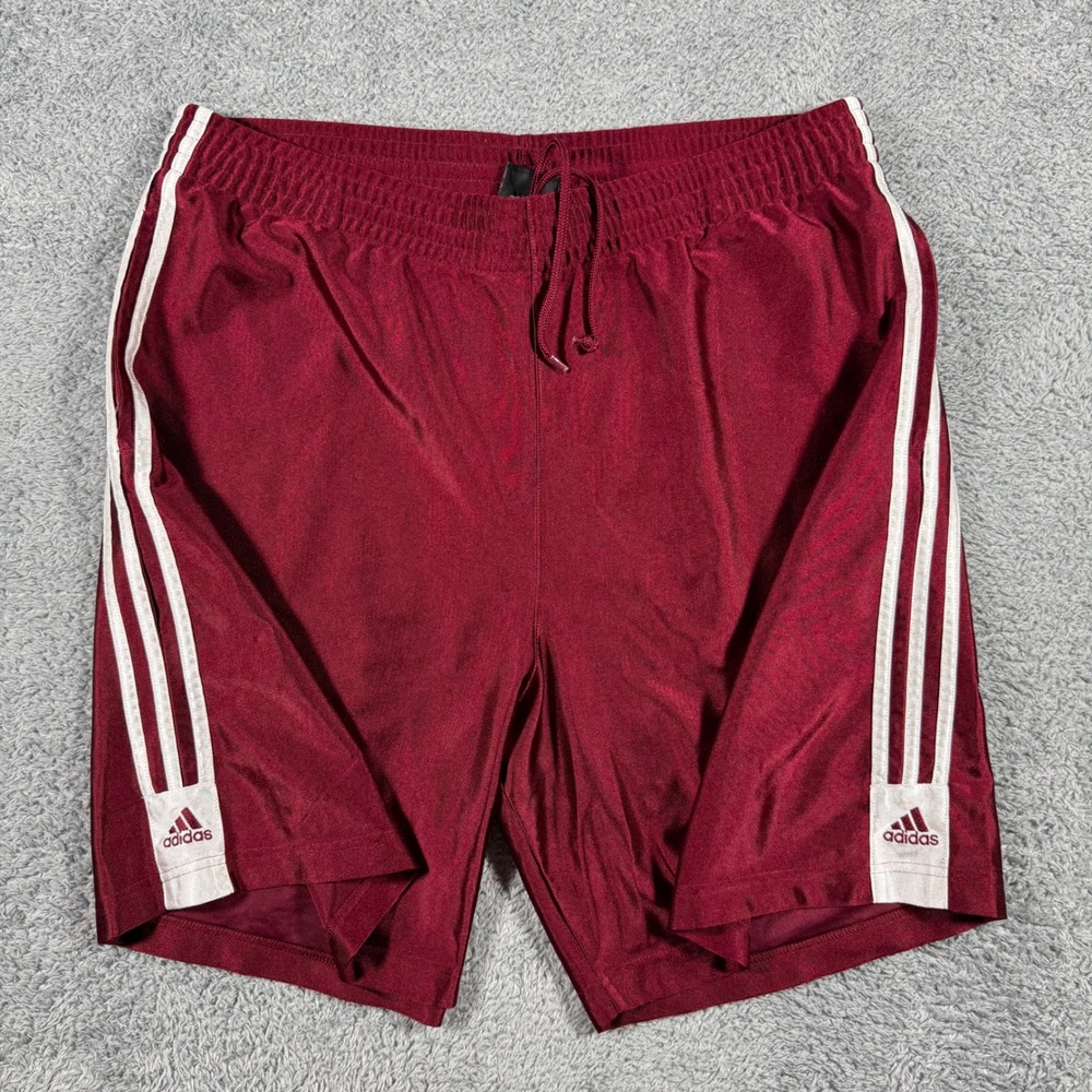 Y2K Adidas Dazzle Shorts Mens Large Maroon 3 Stripe Drawstring Baggy Basketball